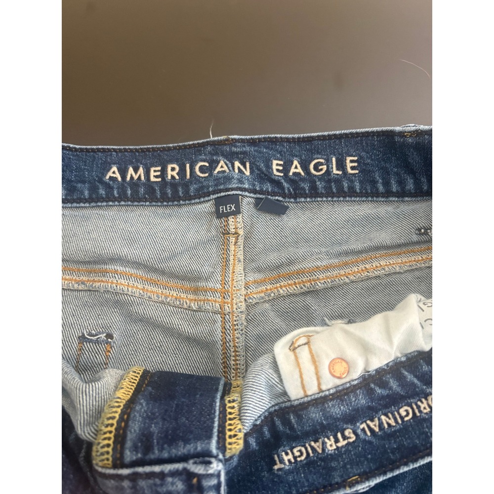 American Eagle Original Straight Flex Jeans Mens 38x30 Medium Wash Blue Denim - Picture 4 of 9